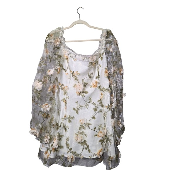 Sugar Thrillz Floral Sheer Mini Dress Large NWOT Romantic‎ Cottagecore Coquette - Picture 4 of 10
